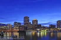 Down town Boston at nightfall