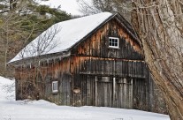 Rustic barn in winter in Cornwall Connecticut