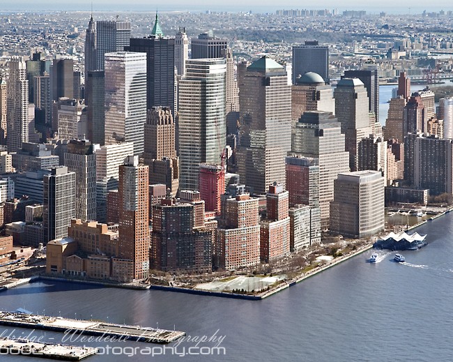Lower Manhattan from above the Hudson River