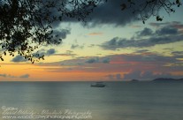 End of the day on the shore of Mustique Island